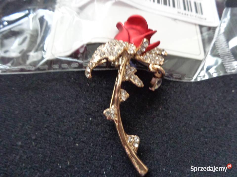 broszka nowa czerwona róża Poznań