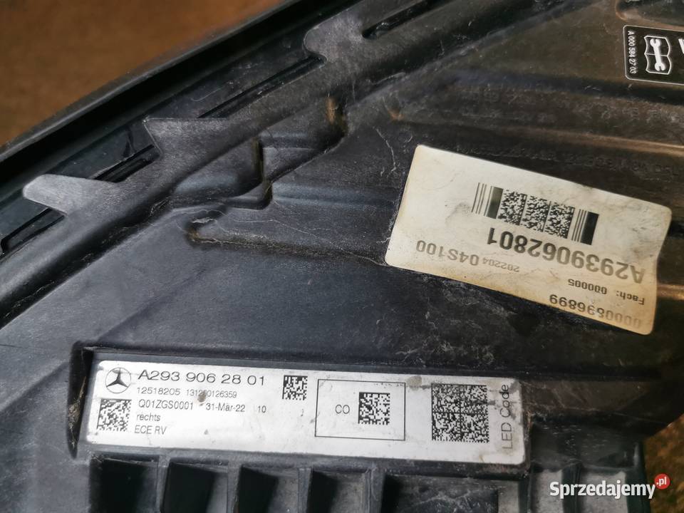 Mercedes EQC W293 293 Lampa Prawa Reflektor Pielgrzymka