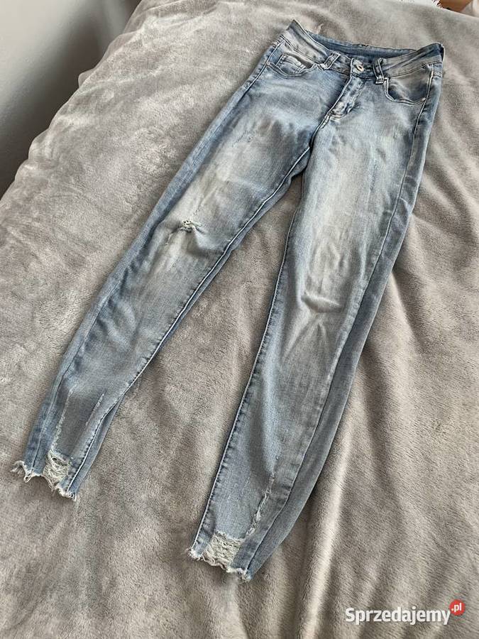 Spodnie Jeansy Dżinsy skinny z rozdarciami niebieski Jasło