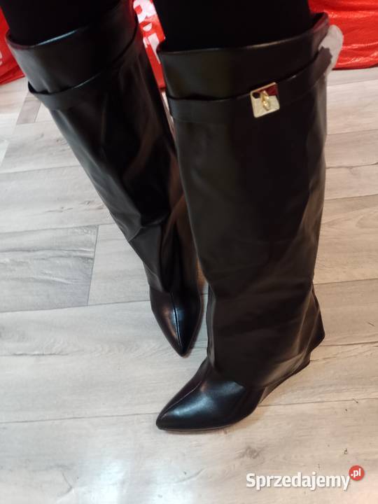 4243 Ekskluzywne czarne wygodne kozaki kowbojki Kraków