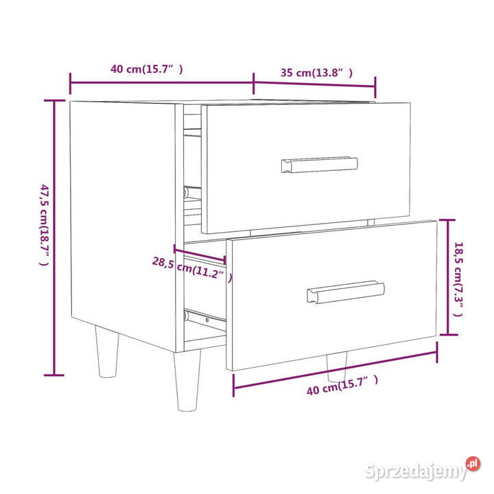 Szafki nocne 2 brązowy dąb 40x35x475 WM817290 Warszawa