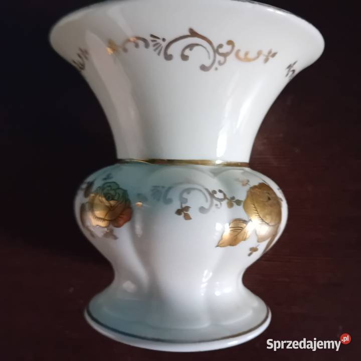 Secesyjny złocony wazon Tillowitz EPOS Sygnatura Porcelana i szkło Koźminek