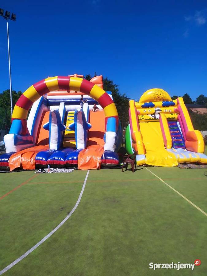 Zjeżdżalnie dmuchane biały miś wata cukrowa