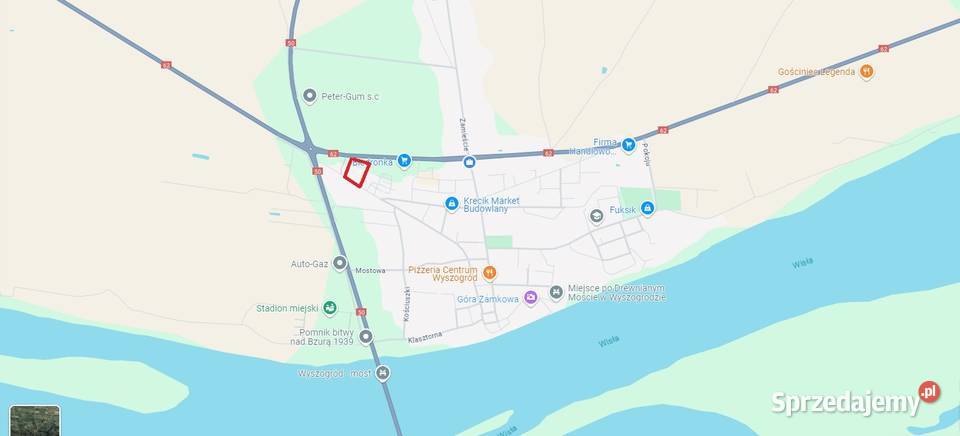 Wyszogród dziłka budowlana z budynkami woda prąd