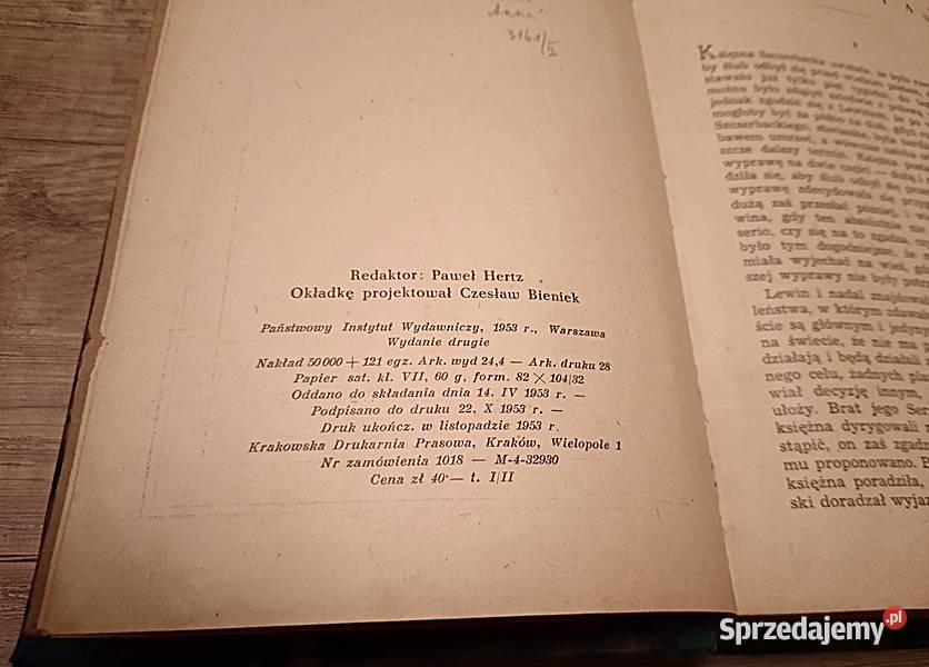 Anna Karenina t 2 L Tołstoj Rok wydania 1953 Proza i poezja Ostrów Wielkopolski