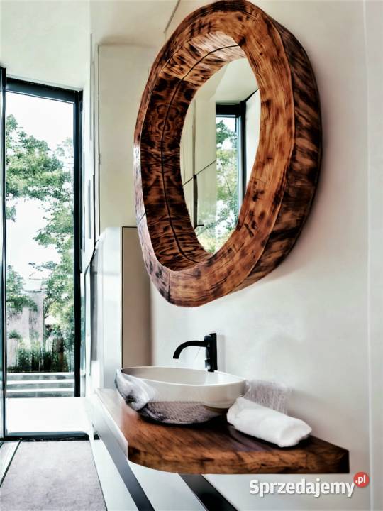 okrągłe nowoczesne lustra do łazienki z drewna Lustra Rzeszów sprzedam