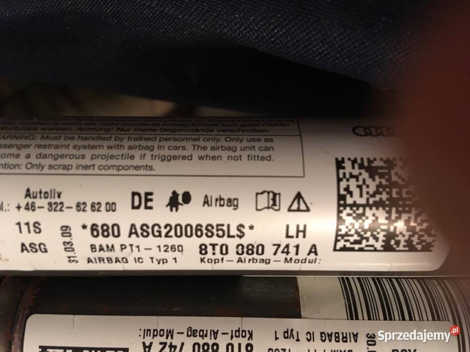 KURTYNA lewa AIRBAG AUDI A5 COUPE 8T0880741a zachodniopomorskie Szczecin