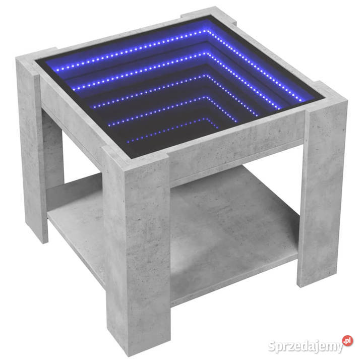 Stolik kawowy z LED szarość betonu 53x53x45 mazowieckie sprzedam