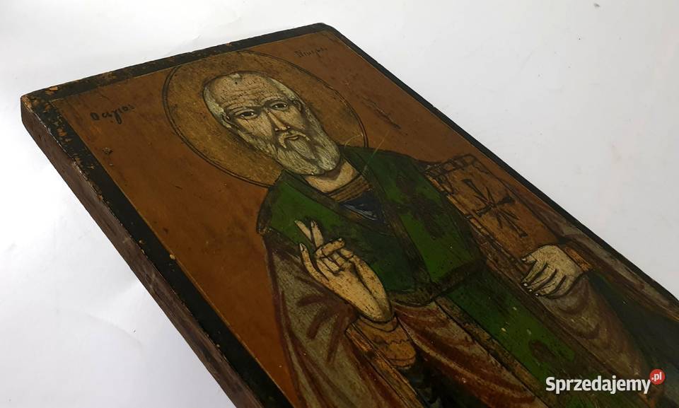 Ikona Święty Mikołaj z Miry Cudotwórca XIXw 0167 Warszawa