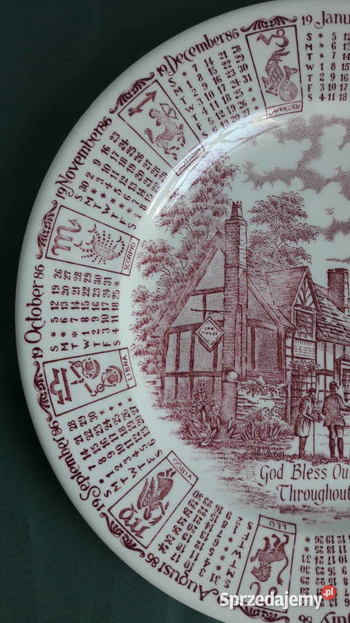 Talerz z kalendarzem i znakami zodiaku z 1986 Głuchołazy