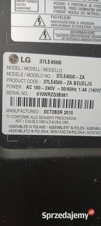 TV LG 37 LE 4500 podkarpackie Dębica sprzedam