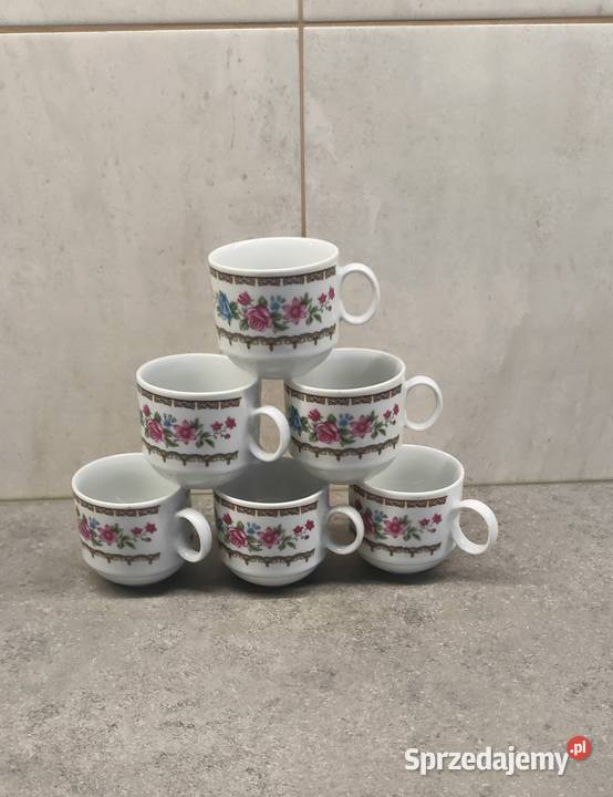 Chińskie porcelanowe filiżanki ze spodkami śląskie