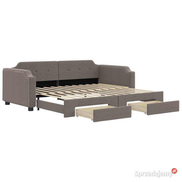 Sofa rozsuwana z szufladami taupe tkanina 80x200 Warszawa