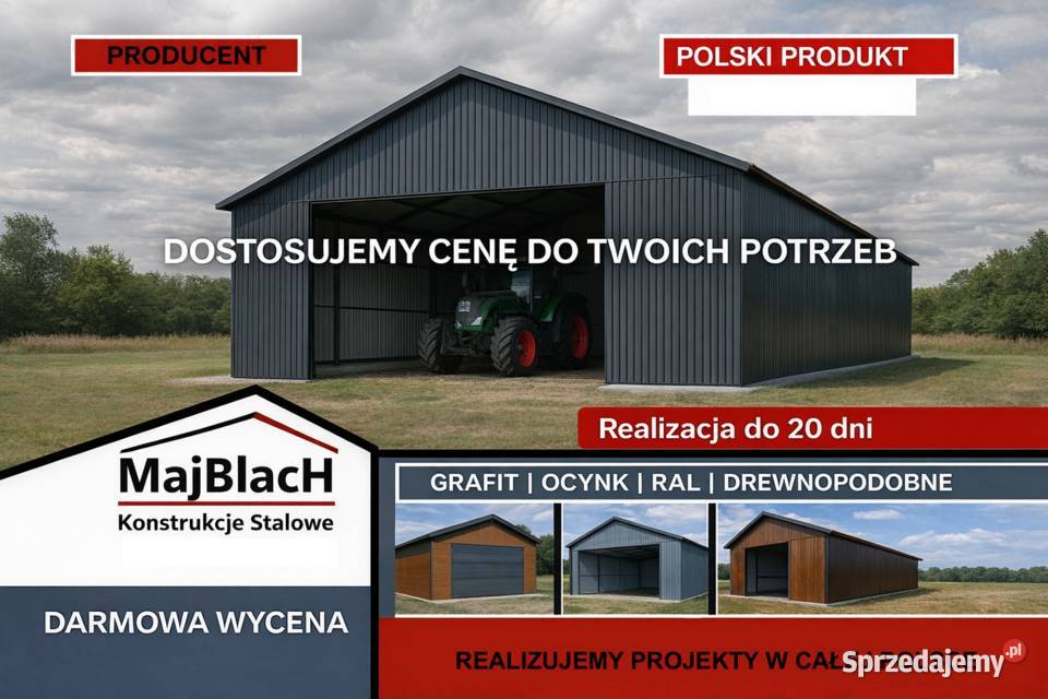 Garaż Blaszany Dwuspadowy Grafit Hala Wiata Staszów