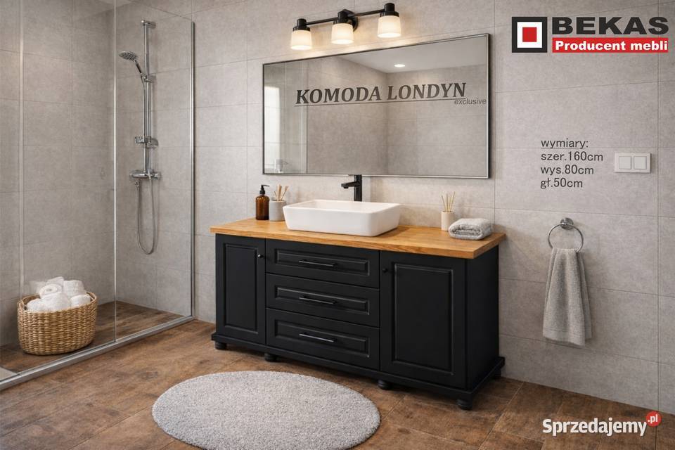 Komplet Łazienka KOMODA Londyn z Lustrem Biała Włocławek
