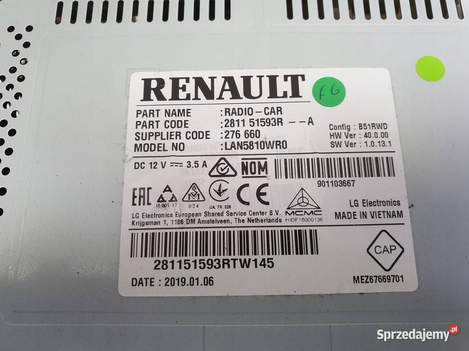 Renault Clio IV WYŚWIETLACZ NAWIGACJI Ekran Rudka