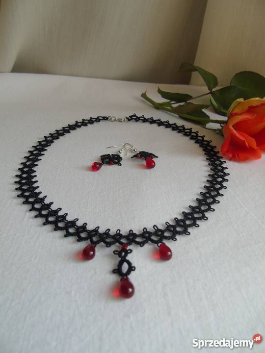 Biżuteria Frywolitkowa Wiśniowa