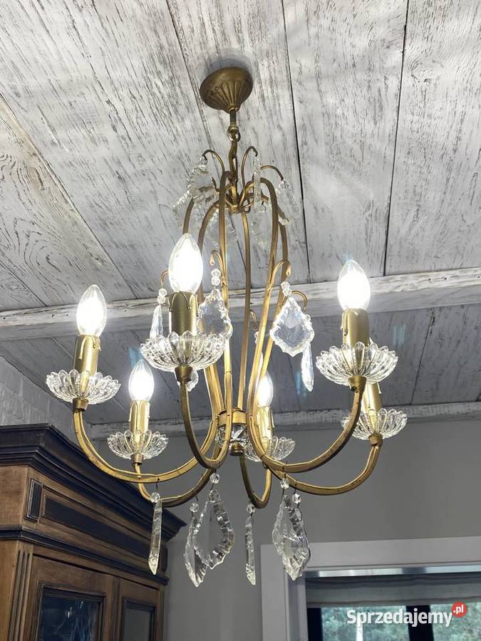 Francuski kryształowy Żyrandol vintage 18 Poznań