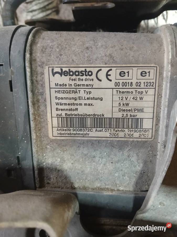 Webasto ogrzewanie termo top V 5kw diesel małopolskie sprzedam
