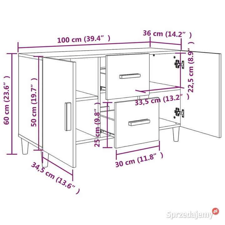 Szafka przydymiony dąb 100x36x60 materiał Warszawa sprzedam