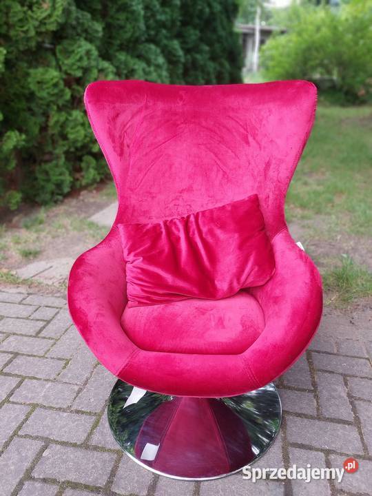 Fotel obrotowy z poduszką jajko welur glamour 88cm