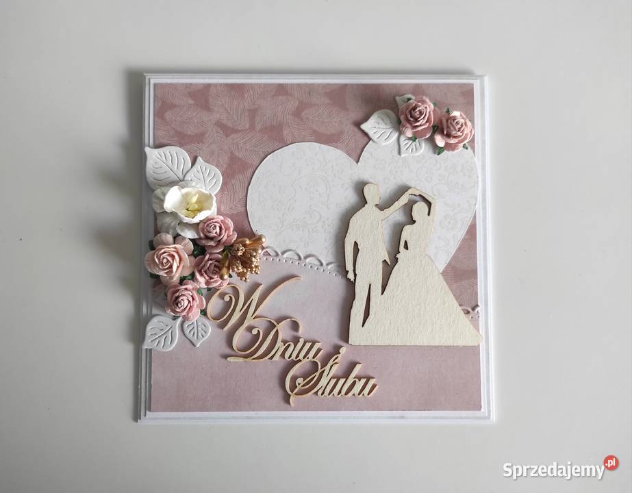 Kartka ręcznie robiona na ślub w pudełeczku Łódź