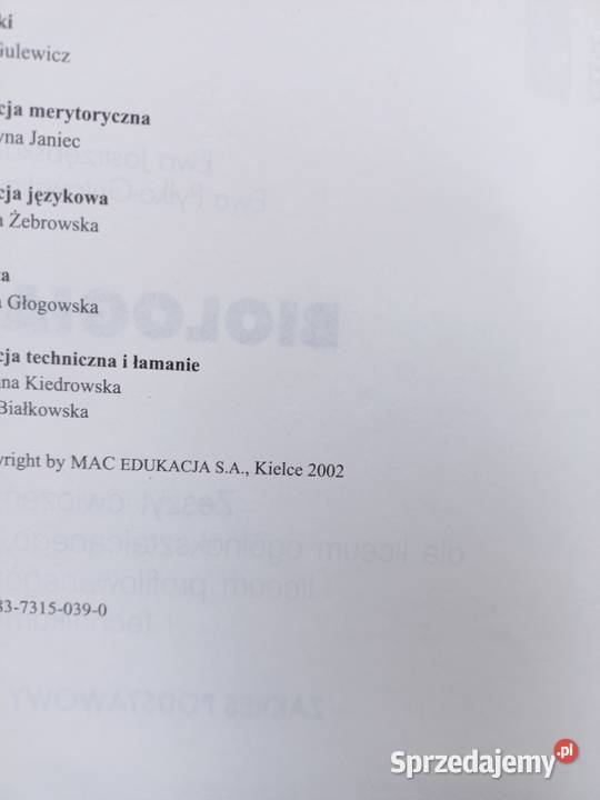 Biologia MAC podręczniki szkolne księgarnia biologia Warszawa