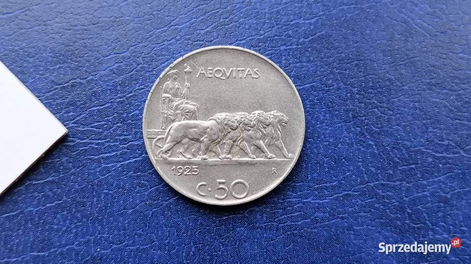Stare monety 50 centesimi 1925 Włochy Lesko