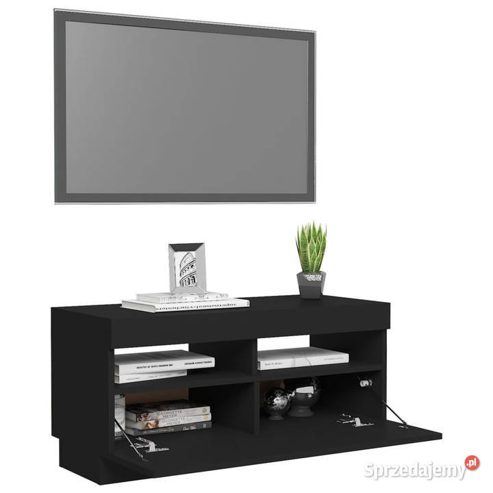 Szafka pod TV z oświetleniem LED czarna 80x35x40 Warszawa