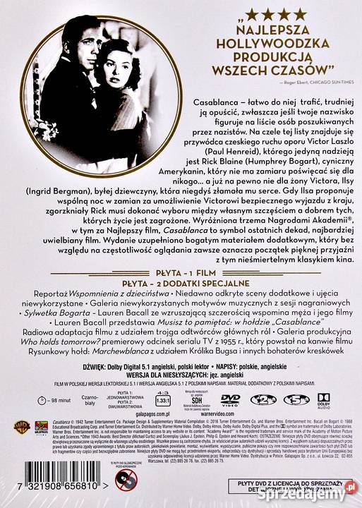 CASABLANCA HUMPHREY BOGART 2 DVD IKONY KINA Kalisz