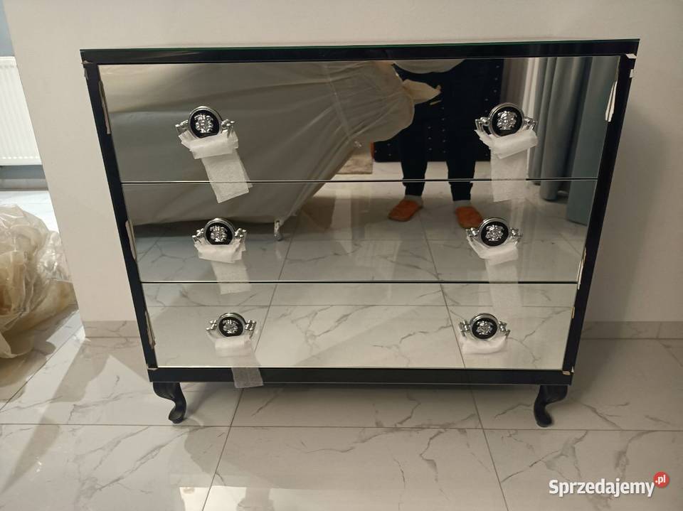 Komoda czarna lustrzana lustro kołatka glamour sprzedam