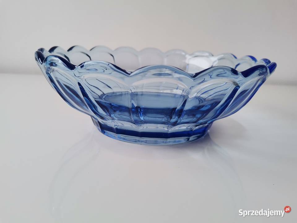 Stara niebieska misa szkło Art Deco Porcelana i szkło Katowice
