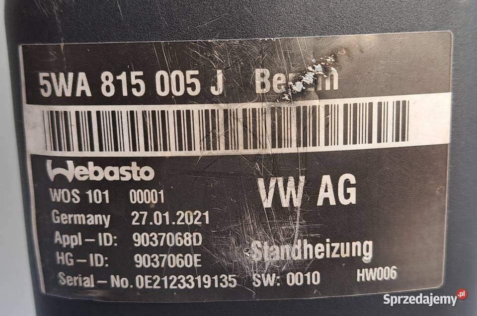 Webasto Thermo Top Evo Golf 8 A3 8Y Octavia IV dolnośląskie Mielęcin