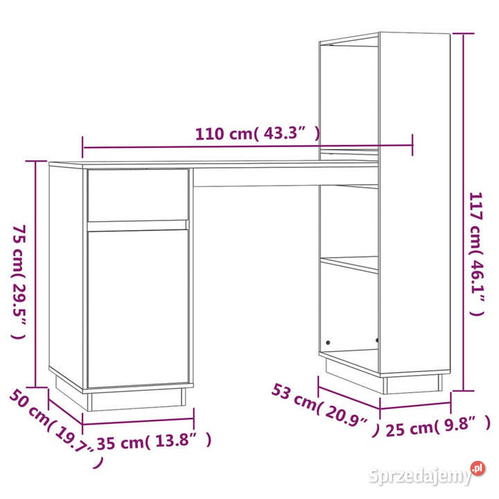 Biurko 110x50x75 lite drewno sosnowe WM814509 Warszawa