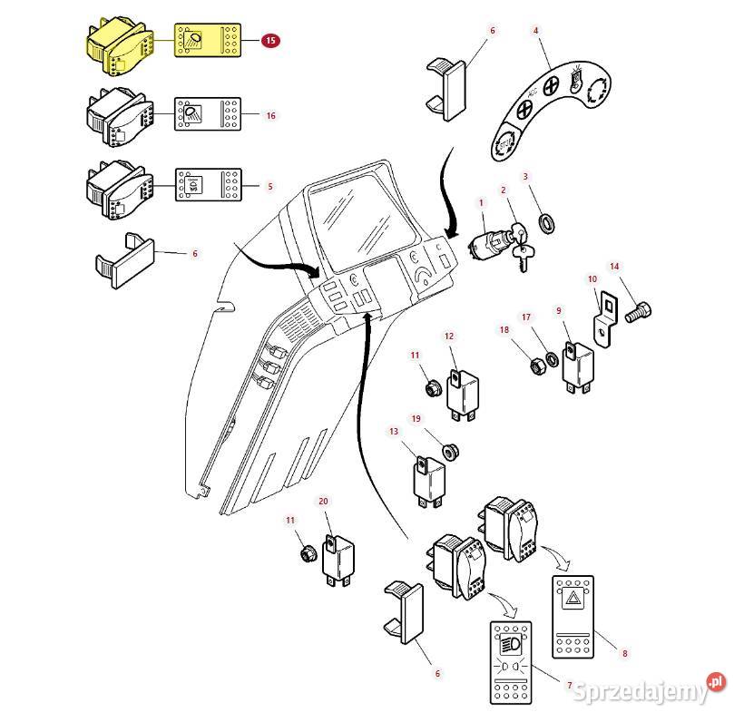 Włącznik świateł roboczych Massey Ferguson