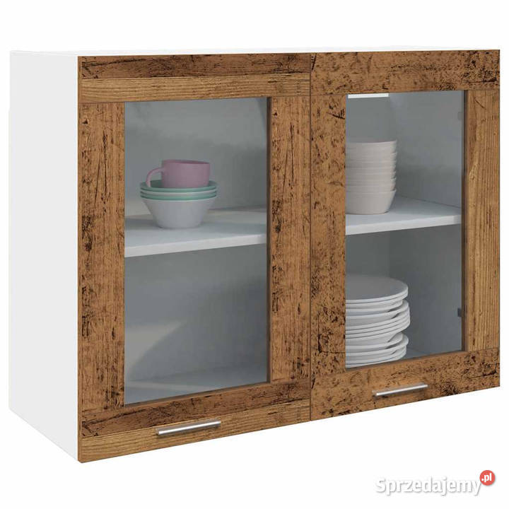 Szafka wisząca z szybą stare drewno 80x31x60 Warszawa