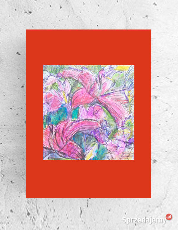 kwiaty rysunek A4 czerwony rysunek 21x30 kwiatki zachodniopomorskie