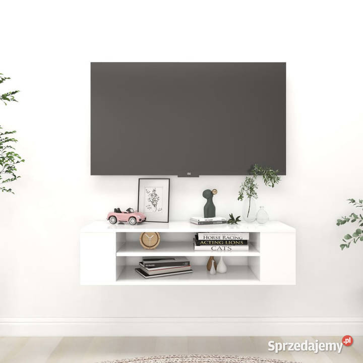 Wisząca szafka TV biała 100x30x265 materiał mazowieckie Warszawa
