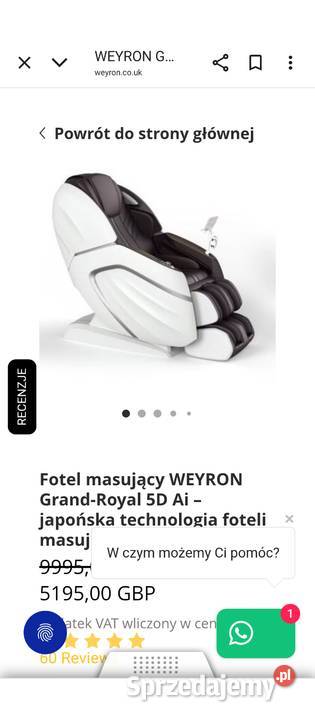 Fotel do masażu rehabilitacji masujący 5D Weyron sprzedam