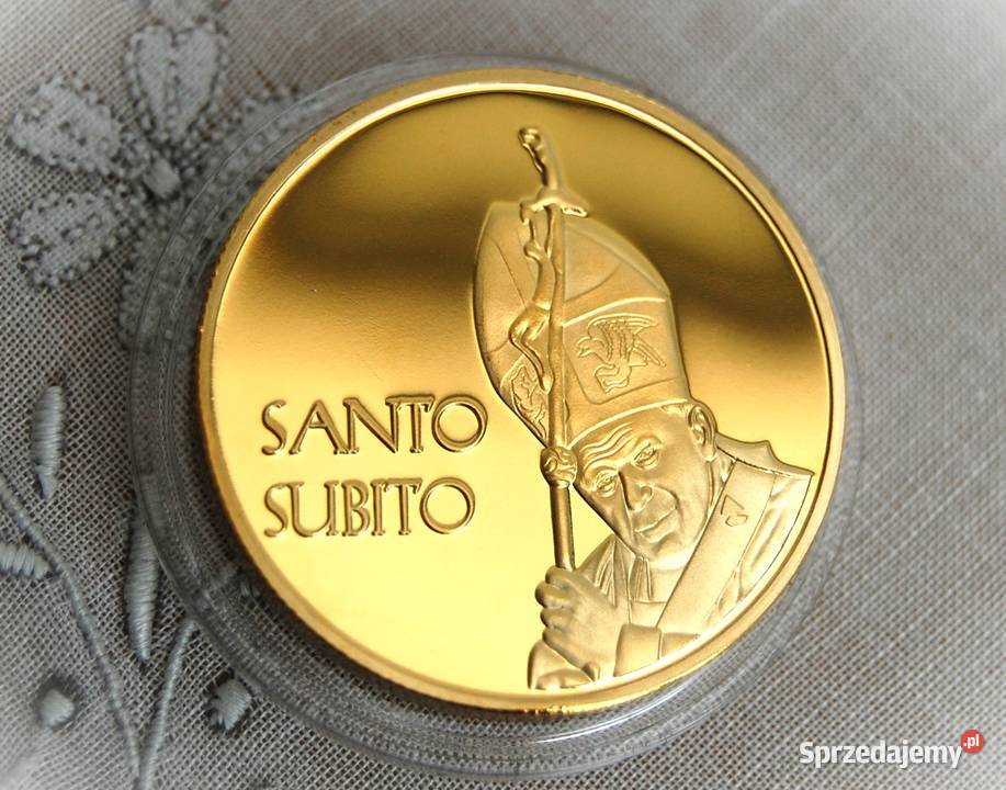 Jan Paweł II Santo Subito 2011 pozłacana moneta Lublin