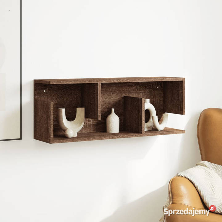 Półka ścienna 80x20x30 brązowy dąb materiał