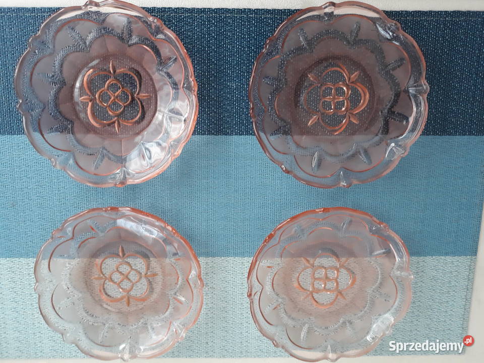 Talerzyki kryształowe szklane 4 kolor łódzkie Aleksandrów Łódzki