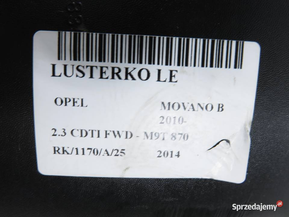 LUSTERKO LEWE OPEL MOVANO B 7 PIN EUROPA osobowe małopolskie