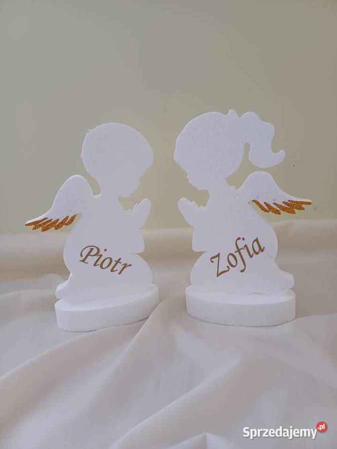 Aniołek klęczący z imieniem dekoracja Pierwsza Dobrzyca