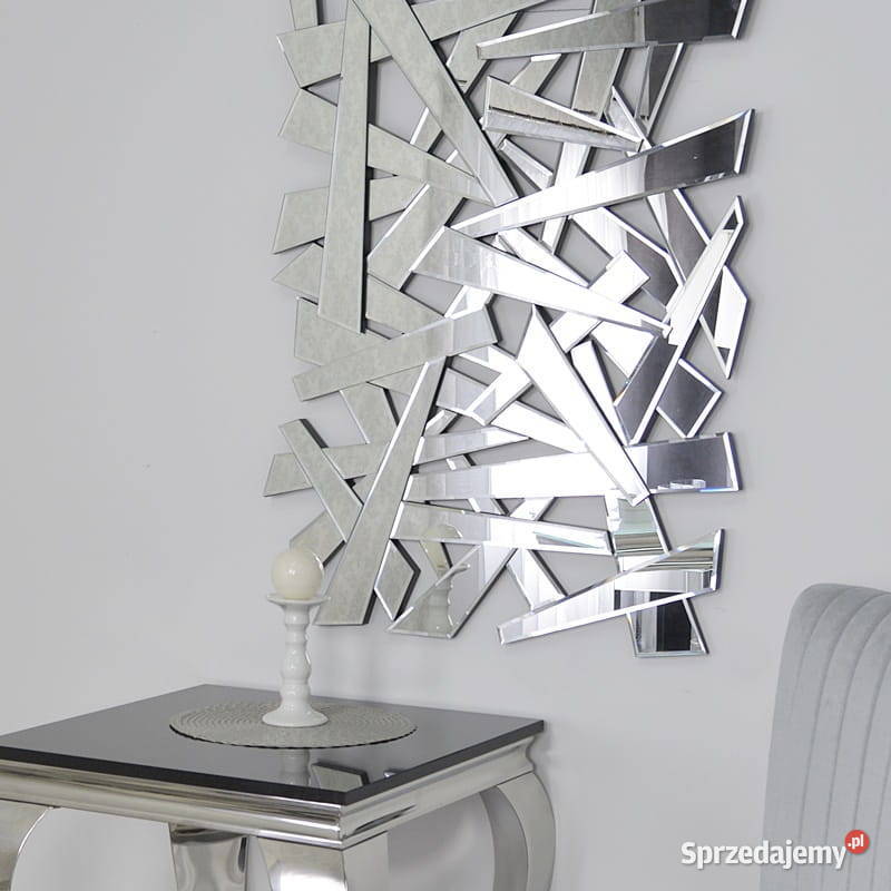 Kryształowe lustro glamour srebrne prostokątne inny kolor mazowieckie Warszawa
