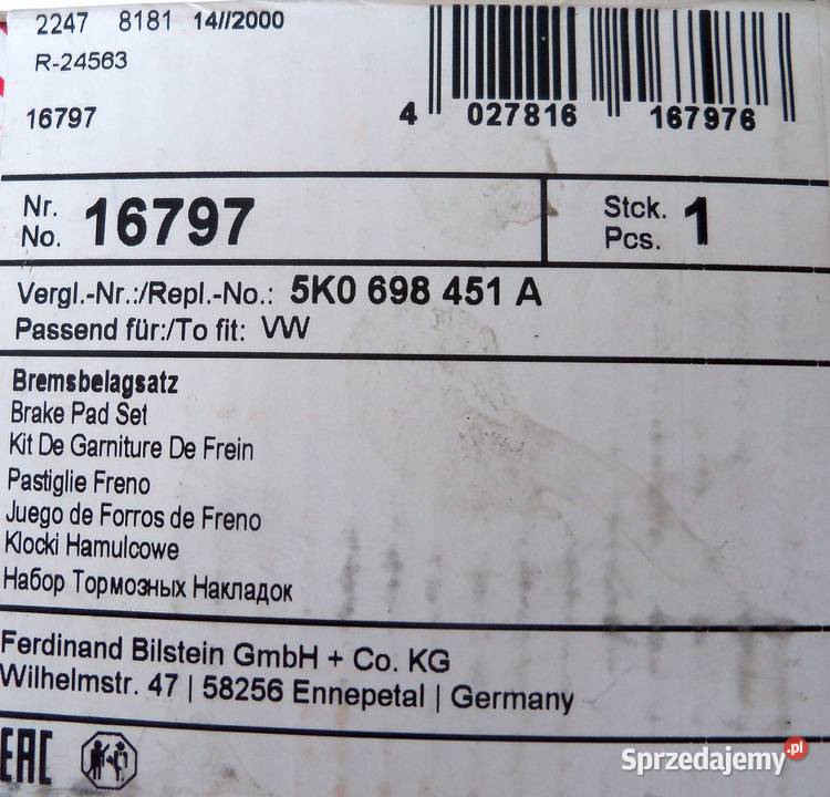 Komplet klocków hamulcowych komplet FEBI Nowy Dwór Mazowiecki