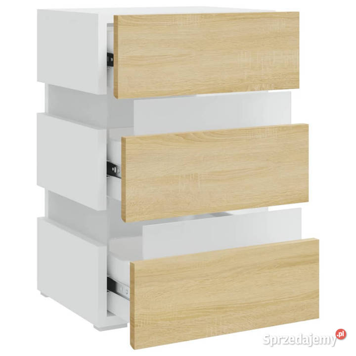 Szafka nocna z LED biel i dąb sonoma 45x35x67 Warszawa
