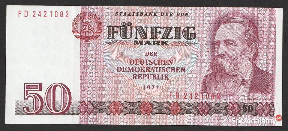 Niemcy DDR NRD 50 marek 1971 FD ENGELS STAN 12 łódzkie Łódź sprzedam