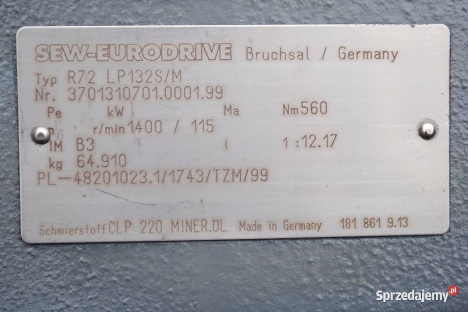 Motoreduktor 55kw 115obrmin SEW Kargowa