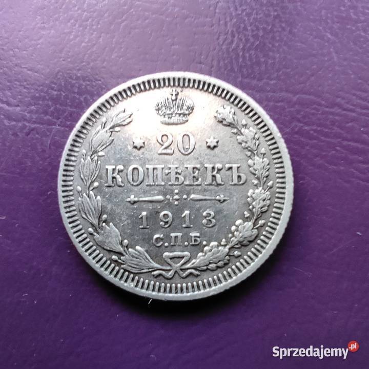 Moneta 20 Kopiejek 1913 CARSKA ROSJA Srebro Pruszków